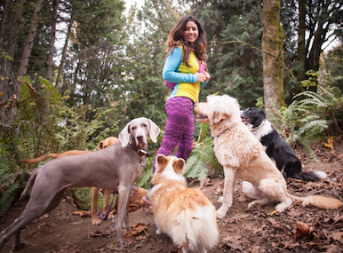 Dog Trots' Owner, Gloria Cropper, is an experienced dog trainer and a benevolent leader of her dog-walking pack.